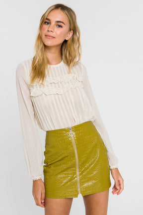 ENDLESS ROSE - Lace Detail Pleated Blouse - SHIRTS & BLOUSES available at Objectrare