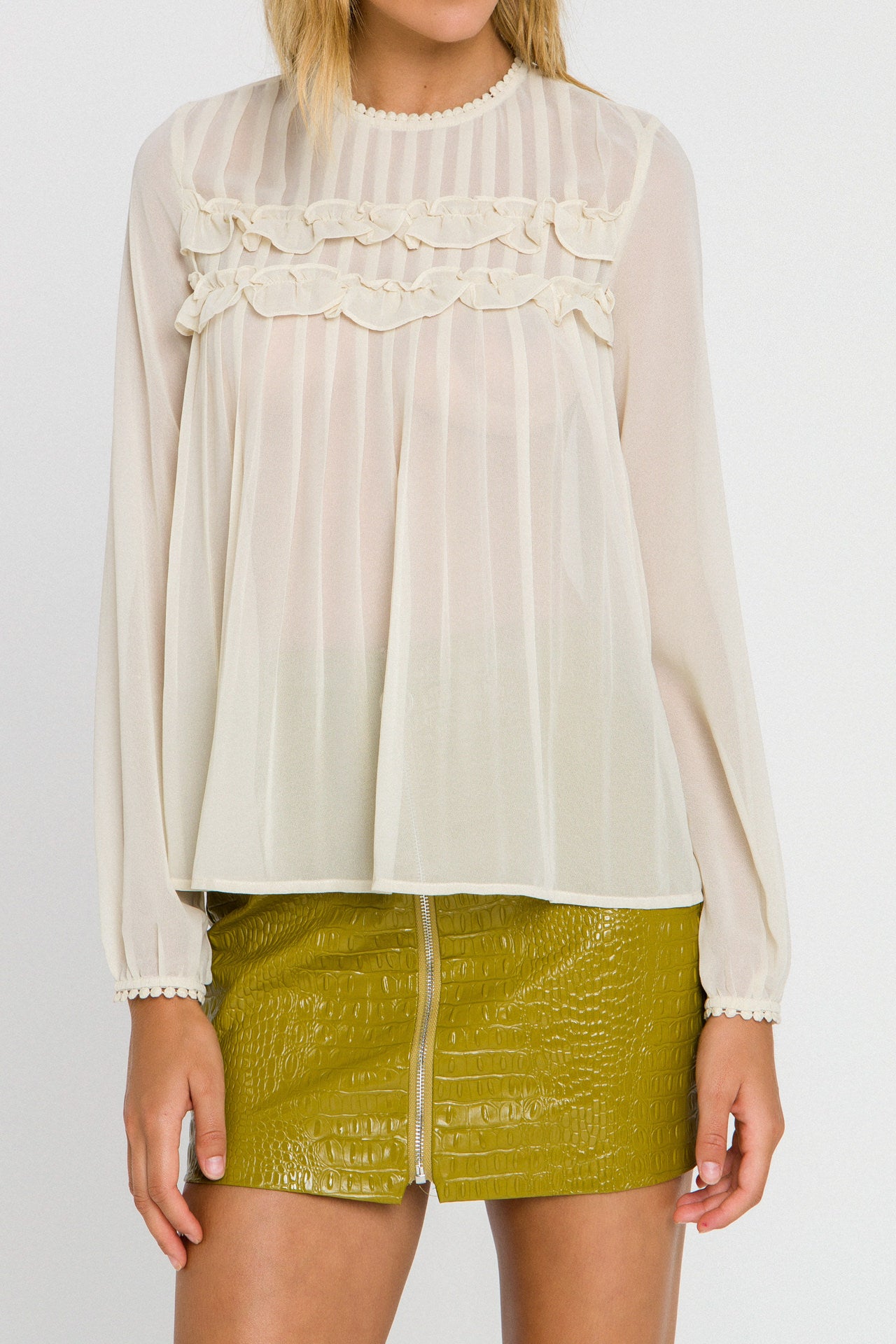 ENDLESS ROSE - Lace Detail Pleated Blouse - SHIRTS & BLOUSES available at Objectrare