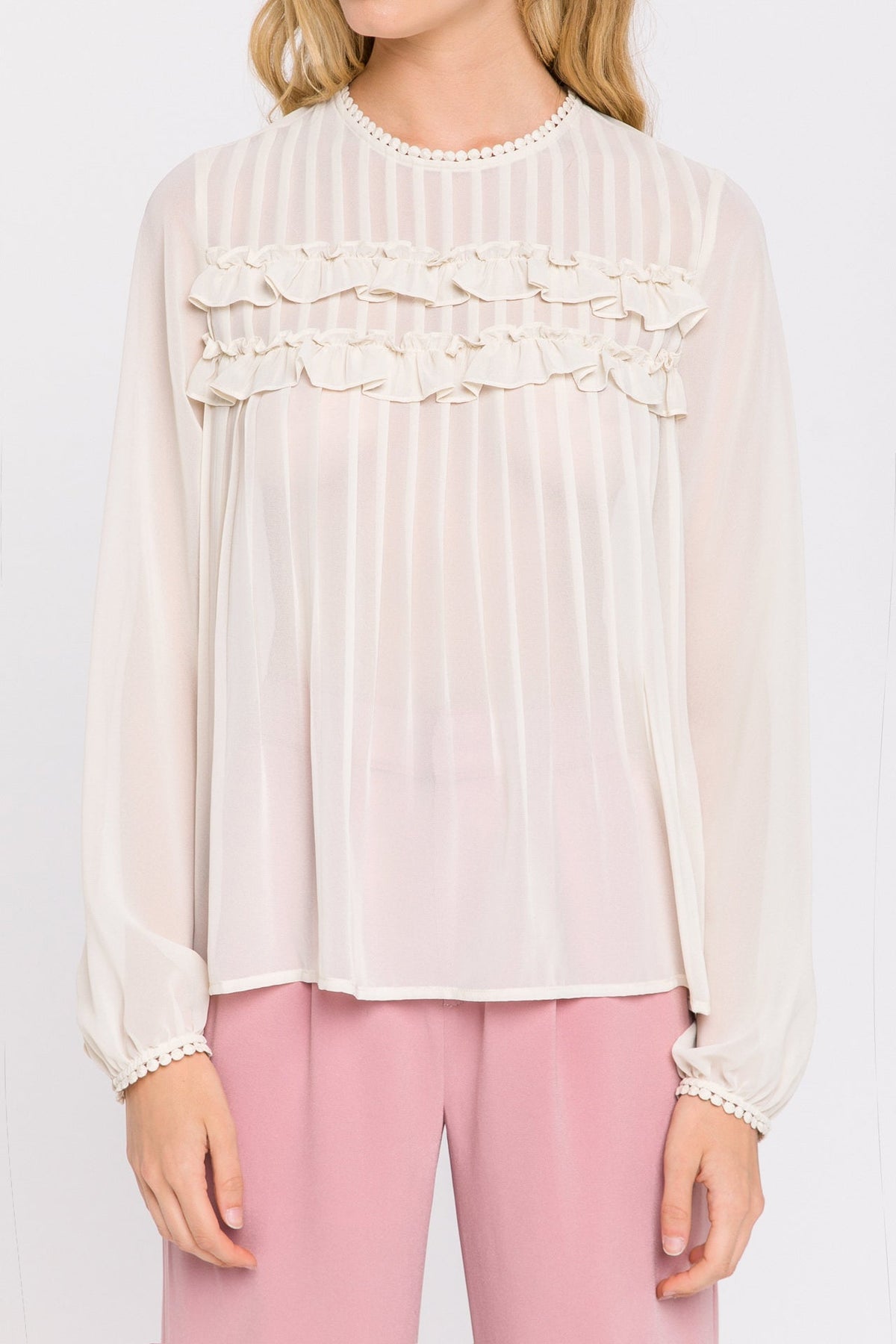 ENDLESS ROSE - Lace Detail Pleated Blouse - SHIRTS & BLOUSES available at Objectrare