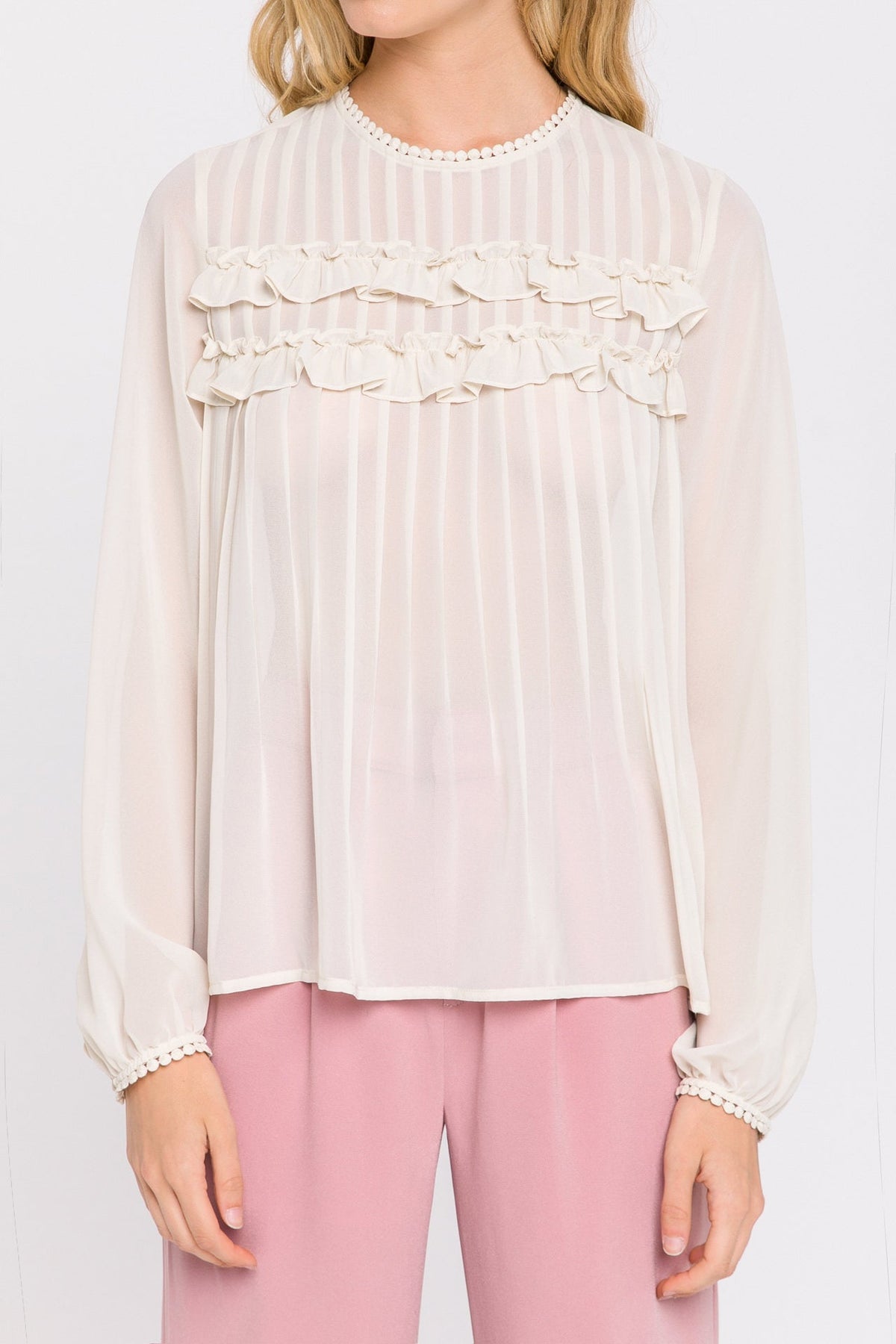 ENDLESS ROSE - Endless Rose - Lace Detail Pleated Blouse - SHIRTS & BLOUSES available at Objectrare