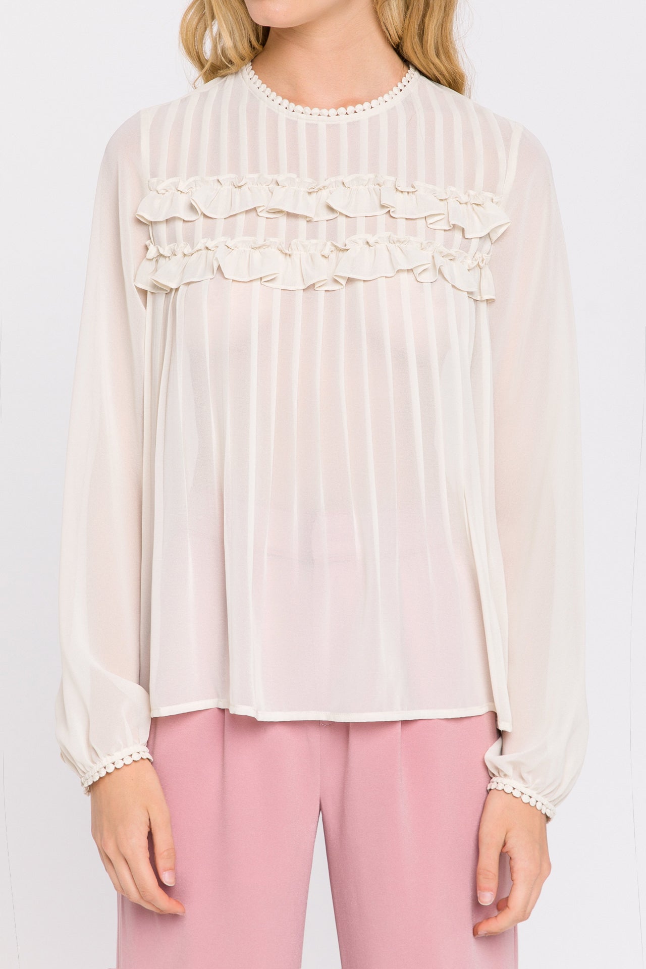 ENDLESS ROSE - Endless Rose - Lace Detail Pleated Blouse - SHIRTS & BLOUSES available at Objectrare