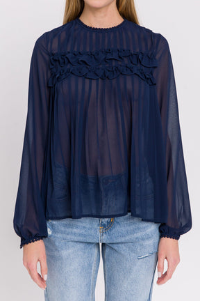 ENDLESS ROSE - Endless Rose - Lace Detail Pleated Blouse - SHIRTS & BLOUSES available at Objectrare