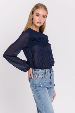 ENDLESS ROSE - Endless Rose - Lace Detail Pleated Blouse - SHIRTS & BLOUSES available at Objectrare