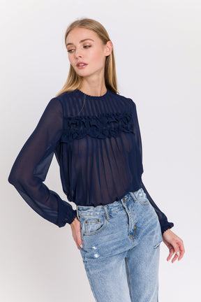 ENDLESS ROSE - Endless Rose - Lace Detail Pleated Blouse - SHIRTS & BLOUSES available at Objectrare