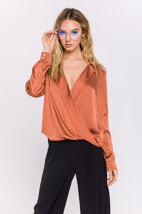 ENDLESS ROSE - Endless Rose - Polka Dot Wrap Shirt - TOPS available at Objectrare