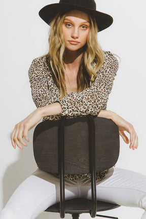 LA'VEN - Leopard Pattern Wrap Shirt - TOPS available at Objectrare