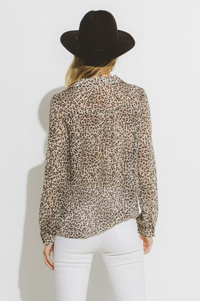 LA'VEN - Leopard Pattern Wrap Shirt - TOPS available at Objectrare