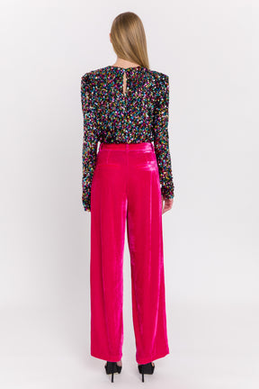 ENDLESS ROSE - Velvet Wide Leg Pants - PANTS available at Objectrare