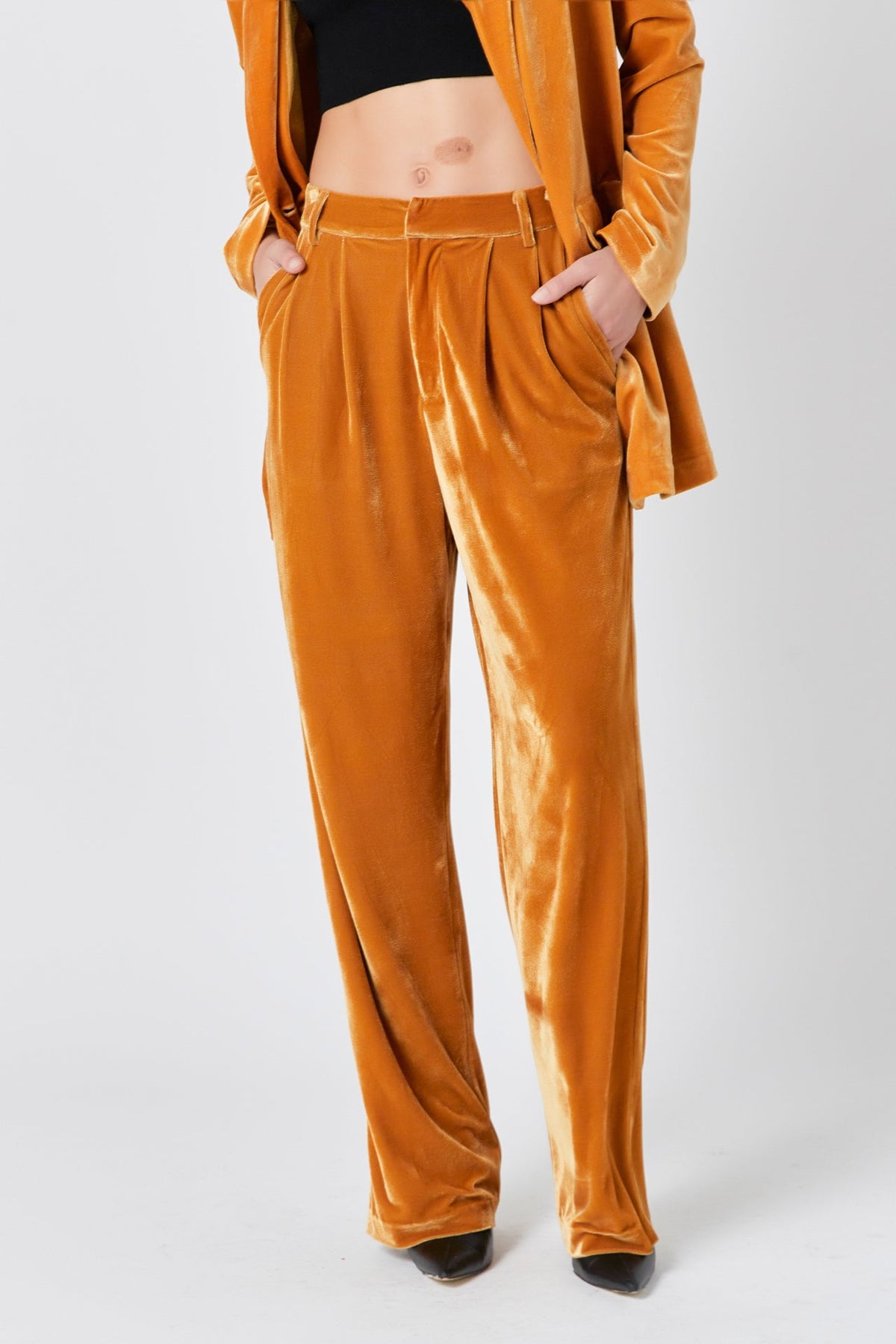 ENDLESS ROSE - Velvet Wide Leg Pants - PANTS available at Objectrare