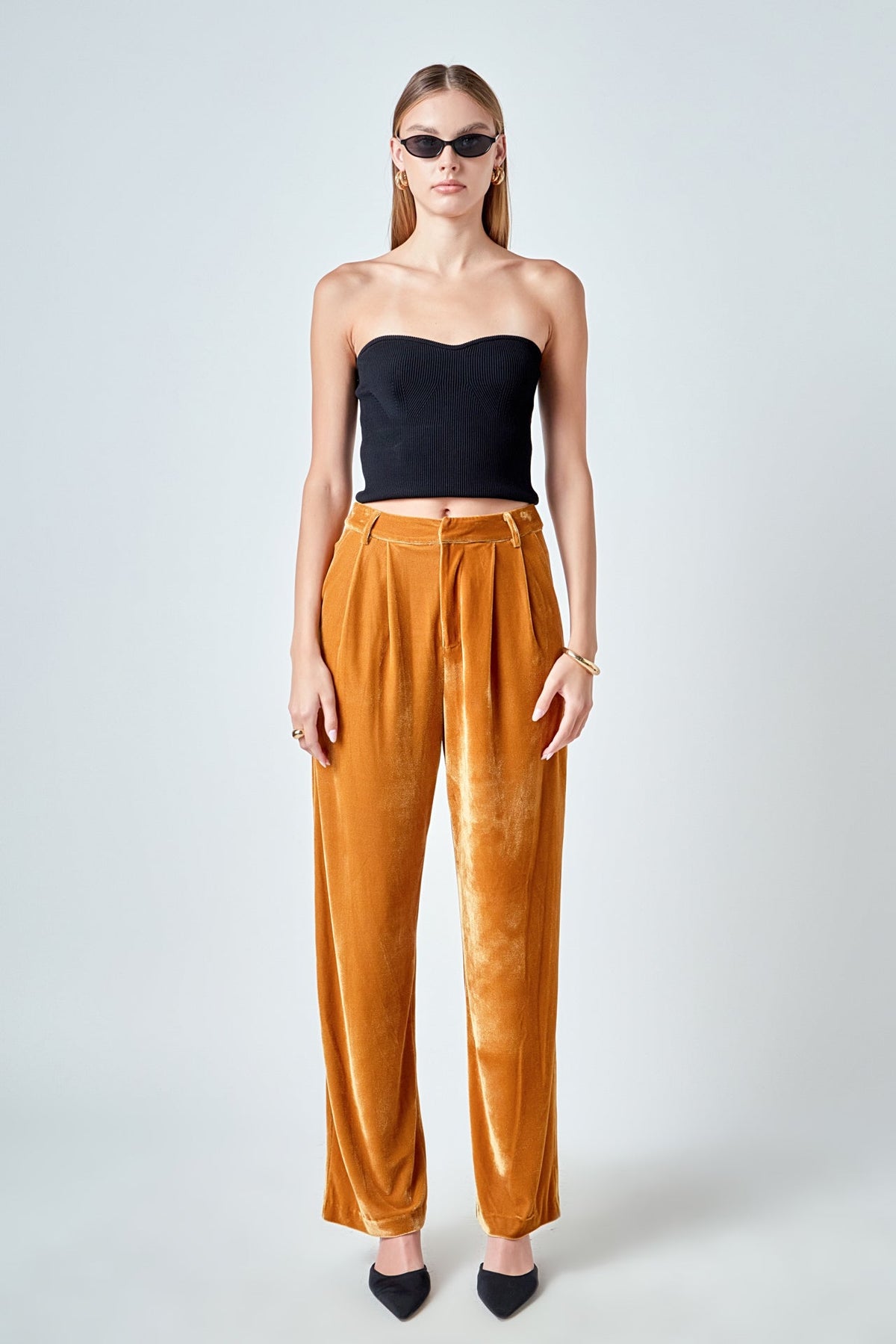 ENDLESS ROSE - Velvet Wide Leg Pants - PANTS available at Objectrare