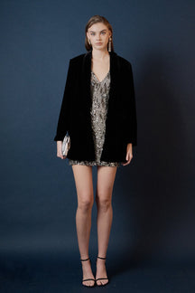 ENDLESS ROSE - Velvet Loose Fit Blazer - BLAZERS available at Objectrare