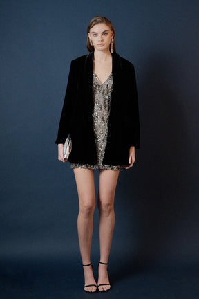 ENDLESS ROSE - Velvet Loose Fit Blazer - BLAZERS available at Objectrare