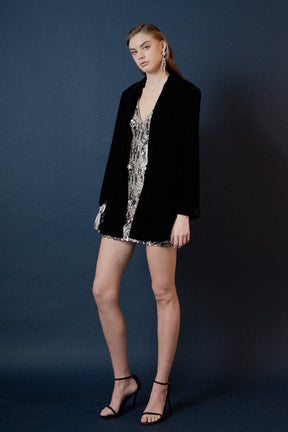 ENDLESS ROSE - Velvet Loose Fit Blazer - BLAZERS available at Objectrare