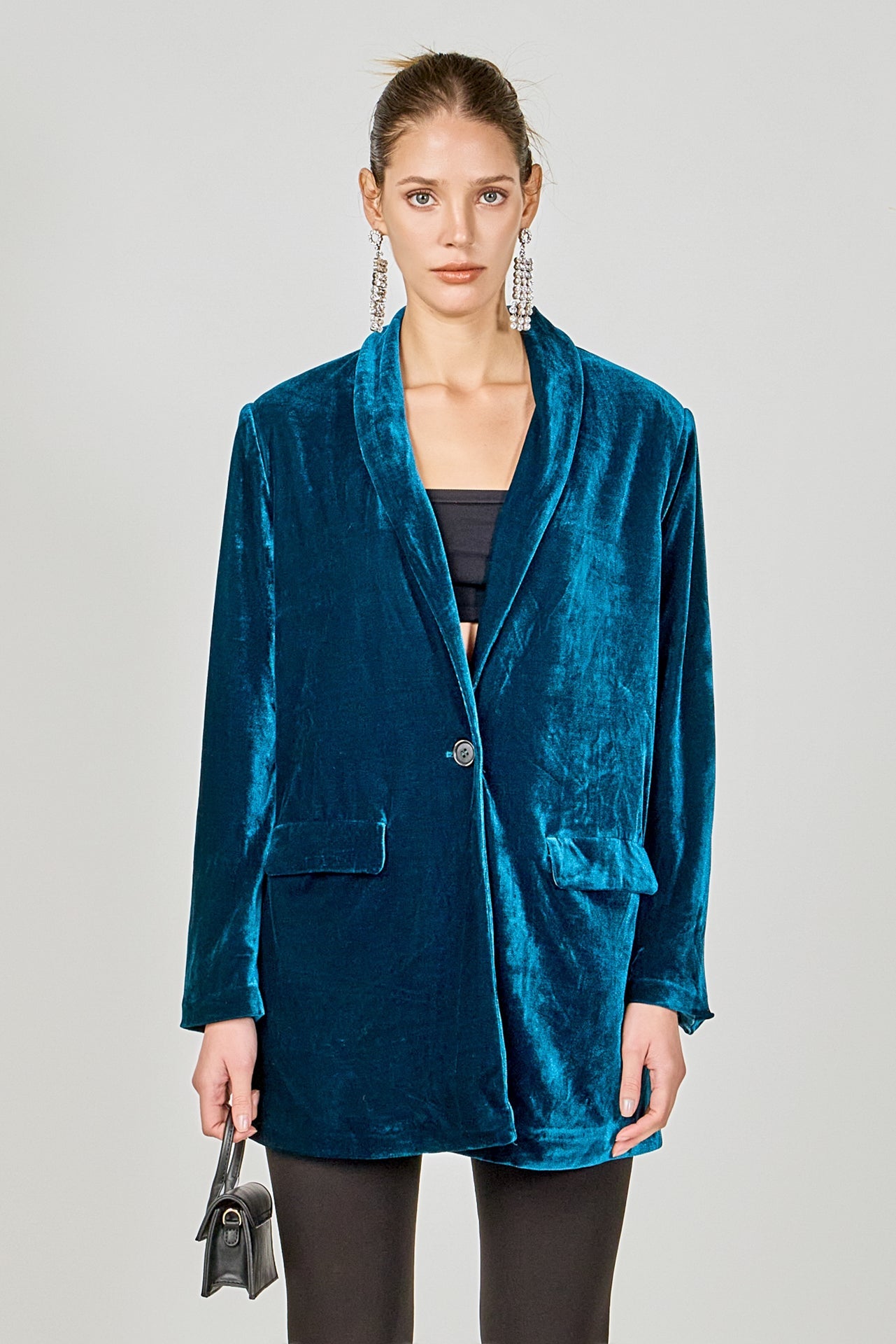 ENDLESS ROSE - Velvet Loose Fit Blazer - BLAZERS available at Objectrare