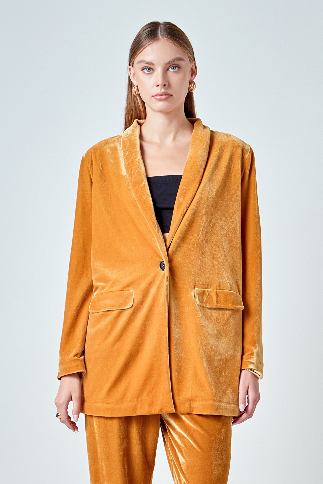 ENDLESS ROSE - Velvet Loose Fit Blazer - BLAZERS available at Objectrare