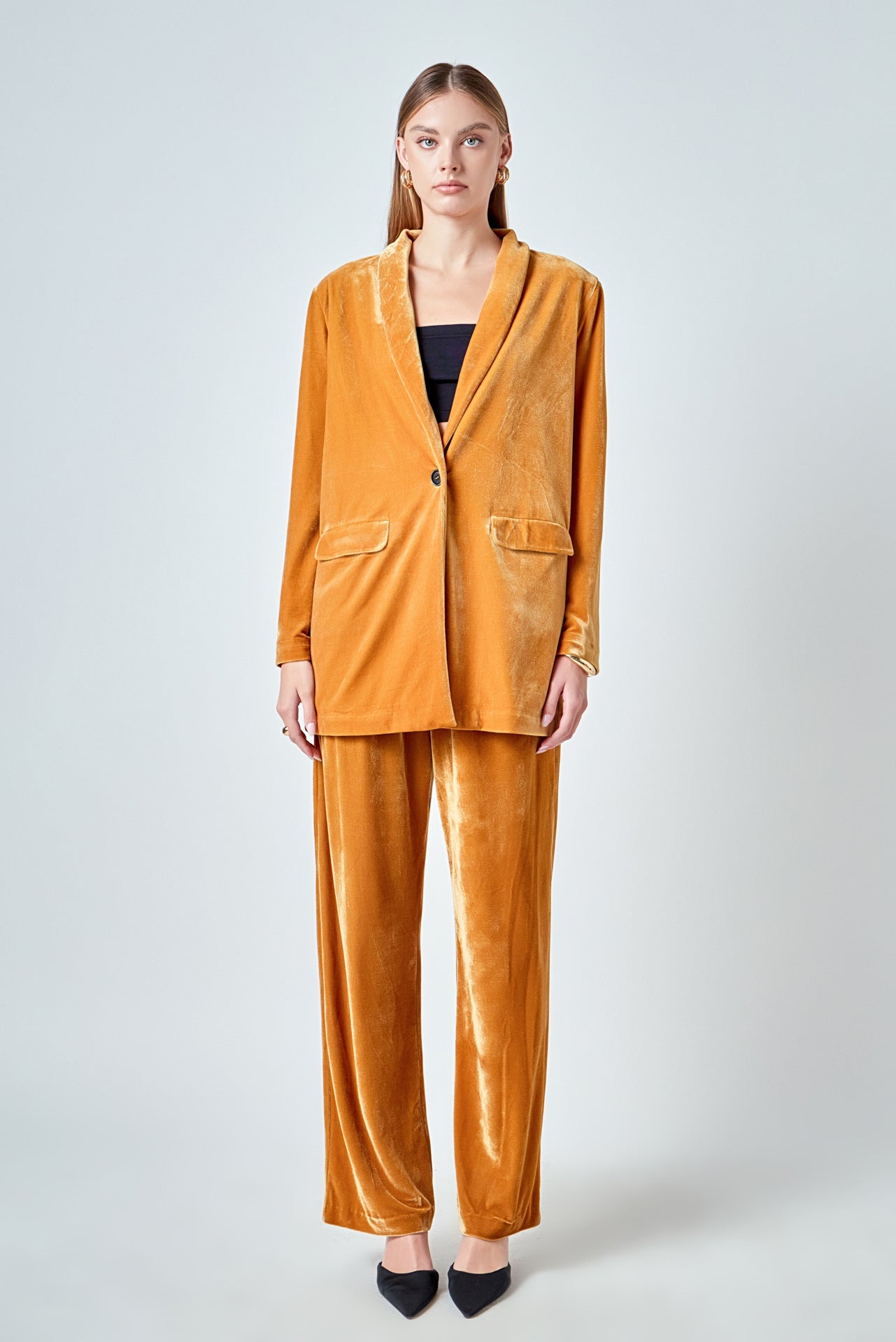 ENDLESS ROSE - Velvet Loose Fit Blazer - BLAZERS available at Objectrare