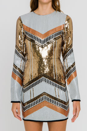 Sequin Backless Mini Dress