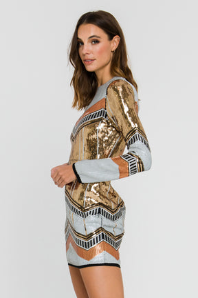 Sequin Backless Mini Dress