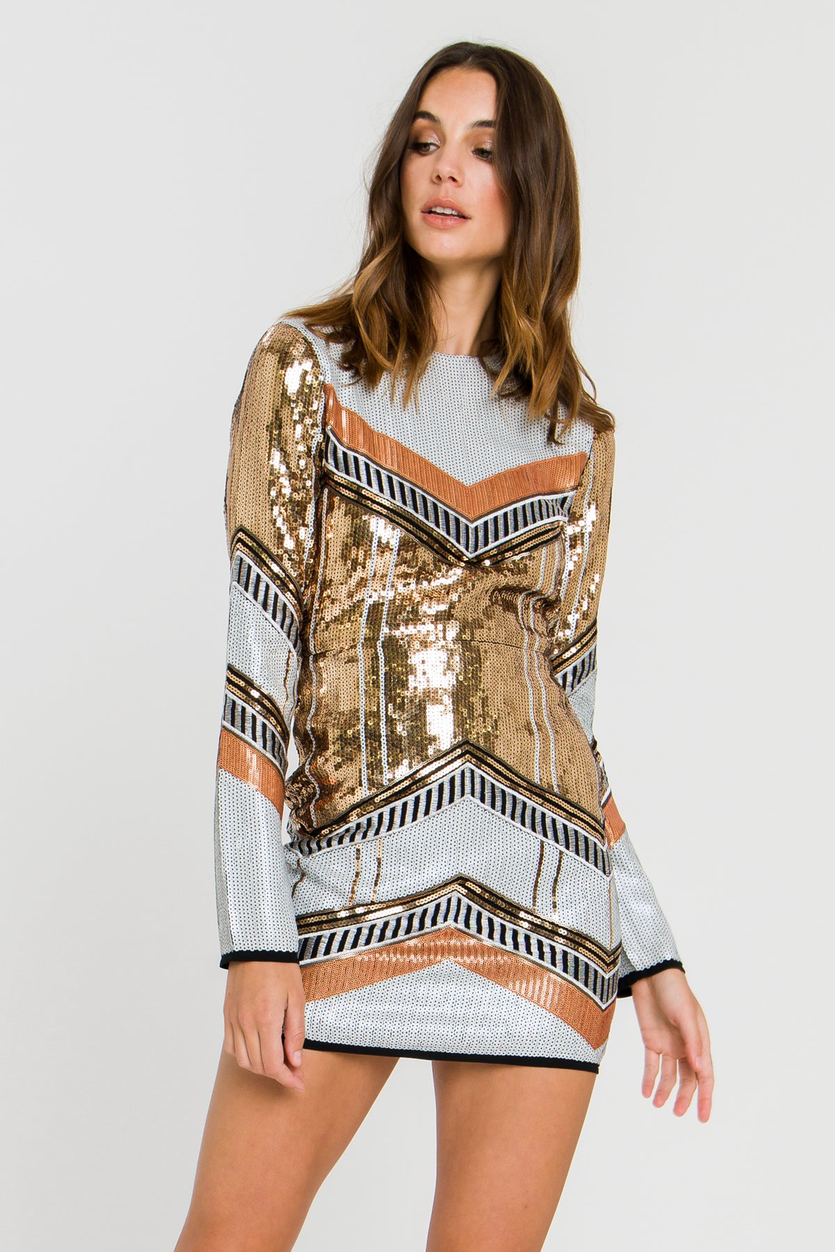 Sequin Backless Mini Dress