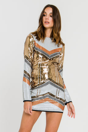 Sequin Backless Mini Dress