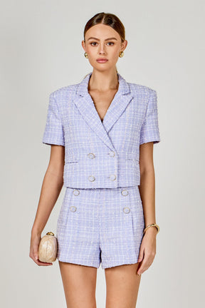 ENDLESS ROSE - Cropped Tweed Jacket - JACKETS available at Objectrare
