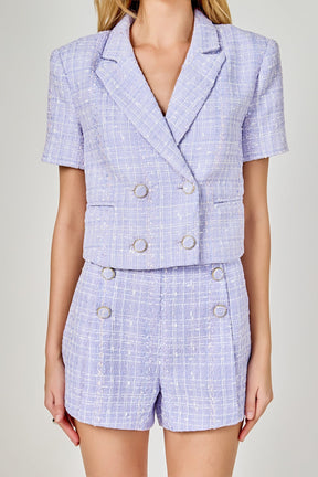 ENDLESS ROSE - Cropped Tweed Jacket - JACKETS available at Objectrare