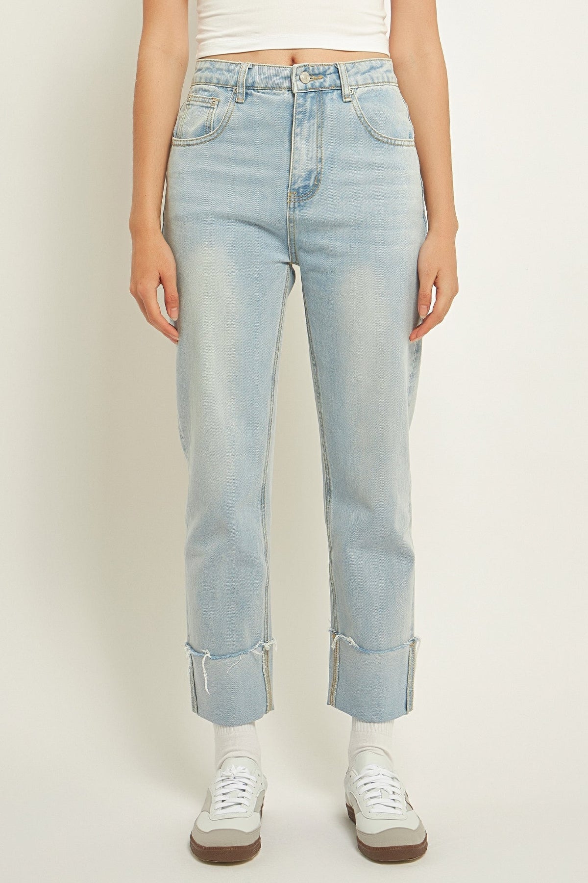 GREY LAB - Turn Over Hem Regular Fit Jeans - JEANS available at Objectrare