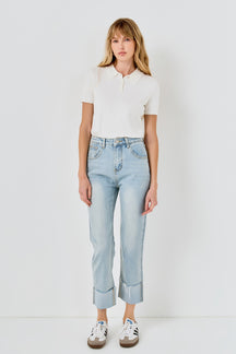 Turn Over Hem Regular Fit Jeans