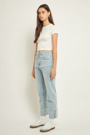 GREY LAB - Turn Over Hem Regular Fit Jeans - JEANS available at Objectrare