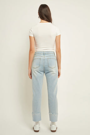 GREY LAB - Turn Over Hem Regular Fit Jeans - JEANS available at Objectrare