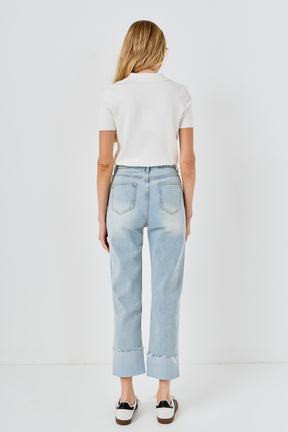 Turn Over Hem Regular Fit Jeans