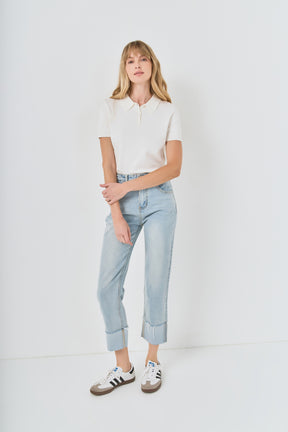 Turn Over Hem Regular Fit Jeans