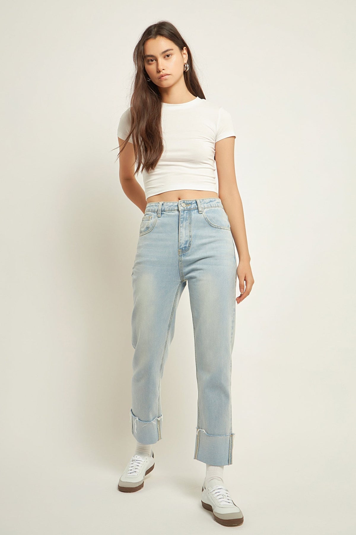 GREY LAB - Turn Over Hem Regular Fit Jeans - JEANS available at Objectrare