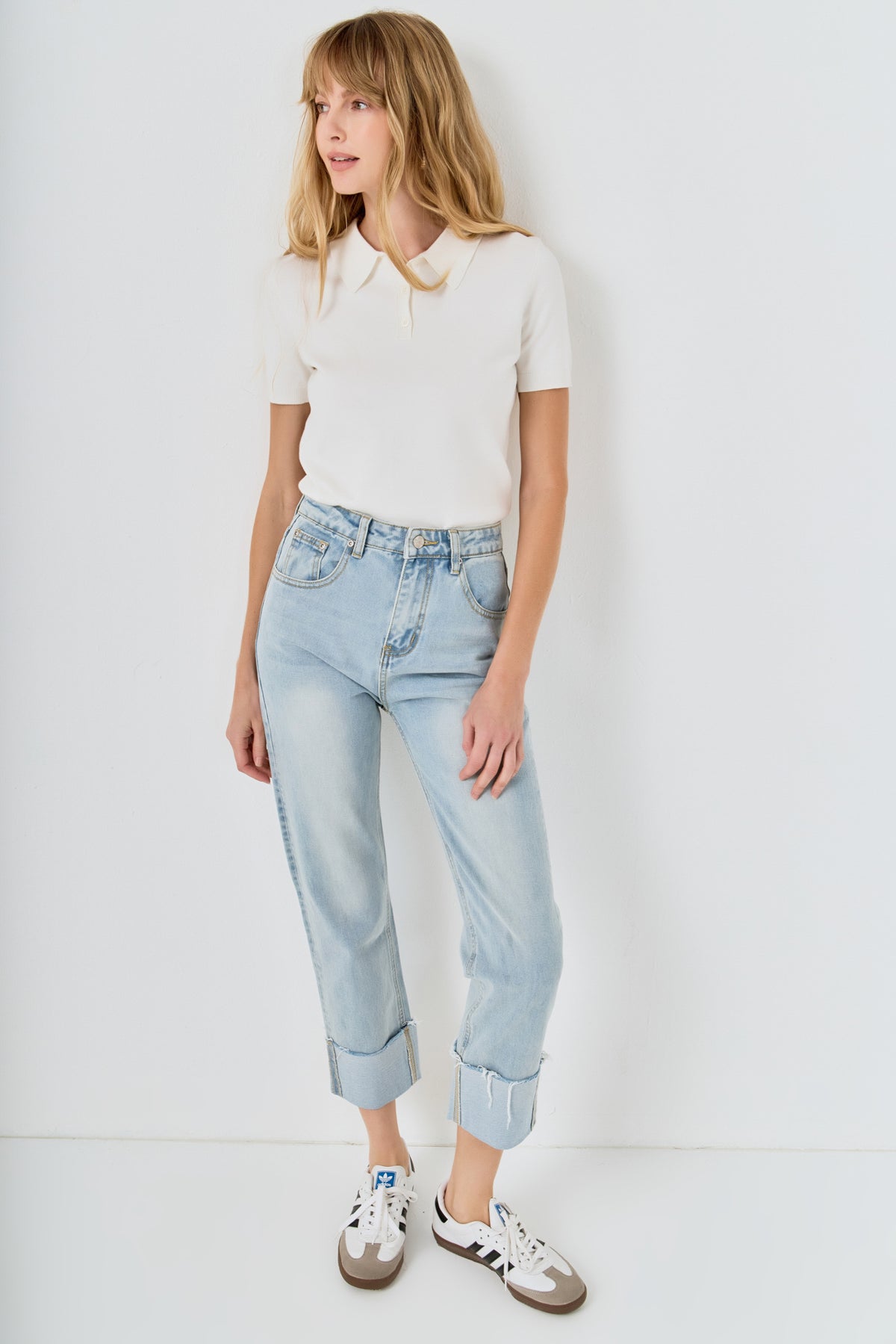Turn Over Hem Regular Fit Jeans