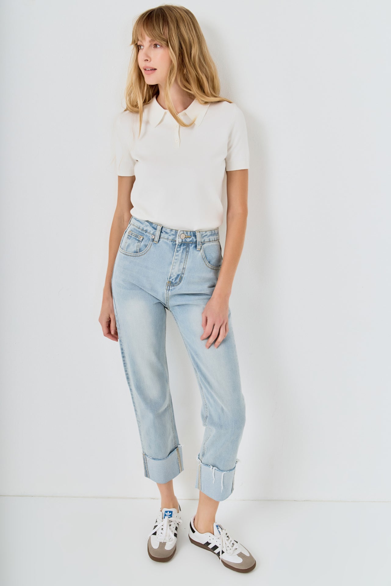 Turn Over Hem Regular Fit Jeans