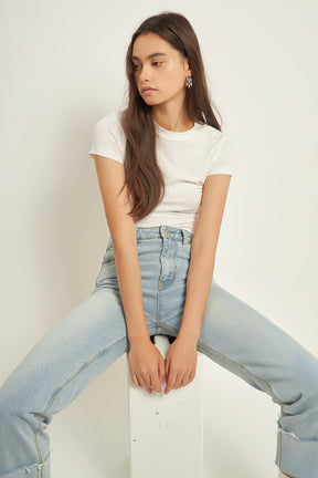 GREY LAB - Turn Over Hem Regular Fit Jeans - JEANS available at Objectrare