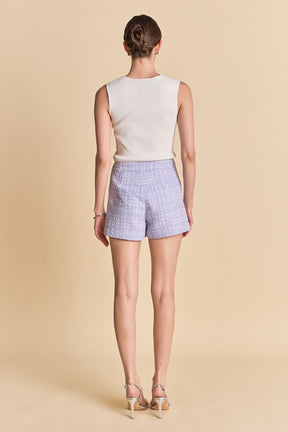 ENDLESS ROSE - High Waist Tweed Shorts - SHORTS available at Objectrare