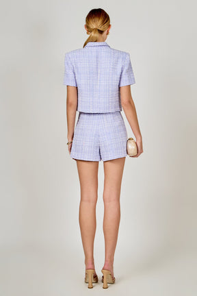 ENDLESS ROSE - High Waist Tweed Shorts - SHORTS available at Objectrare