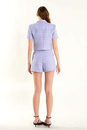 ENDLESS ROSE - High Waist Tweed Shorts - SHORTS available at Objectrare