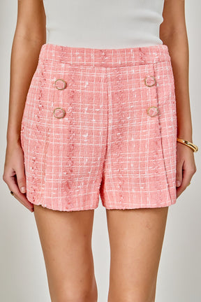 ENDLESS ROSE - High Waist Tweed Shorts - SHORTS available at Objectrare