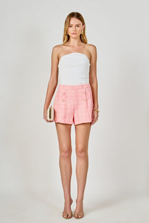 ENDLESS ROSE - High Waist Tweed Shorts - SHORTS available at Objectrare