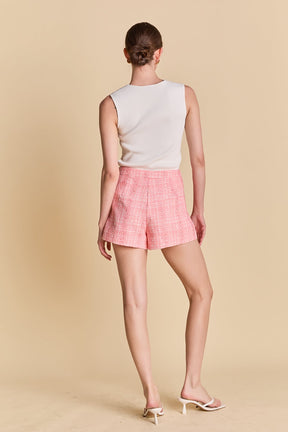 ENDLESS ROSE - High Waist Tweed Shorts - SHORTS available at Objectrare
