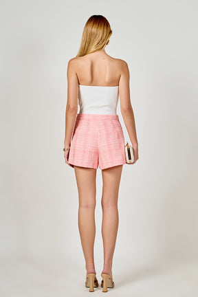 ENDLESS ROSE - High Waist Tweed Shorts - SHORTS available at Objectrare