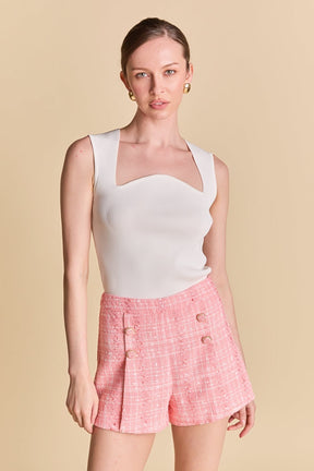 ENDLESS ROSE - High Waist Tweed Shorts - SHORTS available at Objectrare