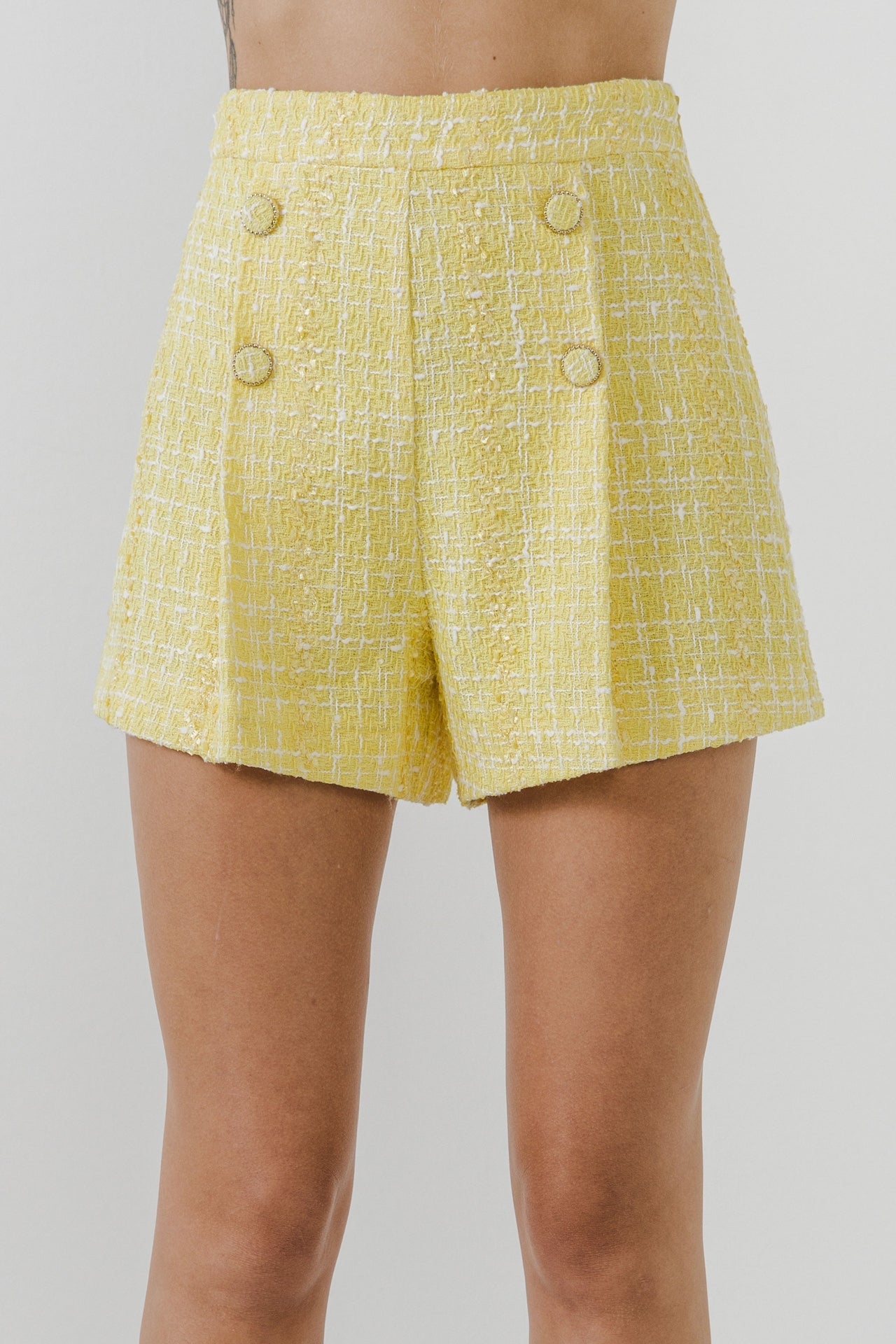 ENDLESS ROSE - High Waist Tweed Shorts - SHORTS available at Objectrare