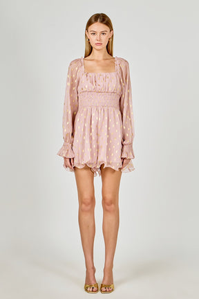 ENDLESS ROSE - Foiled Dot Long Sleeves Romper - ROMPERS available at Objectrare