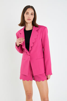 ENGLISH FACTORY - Scallop Detailed Single Button Jacket - BLAZERS available at Objectrare
