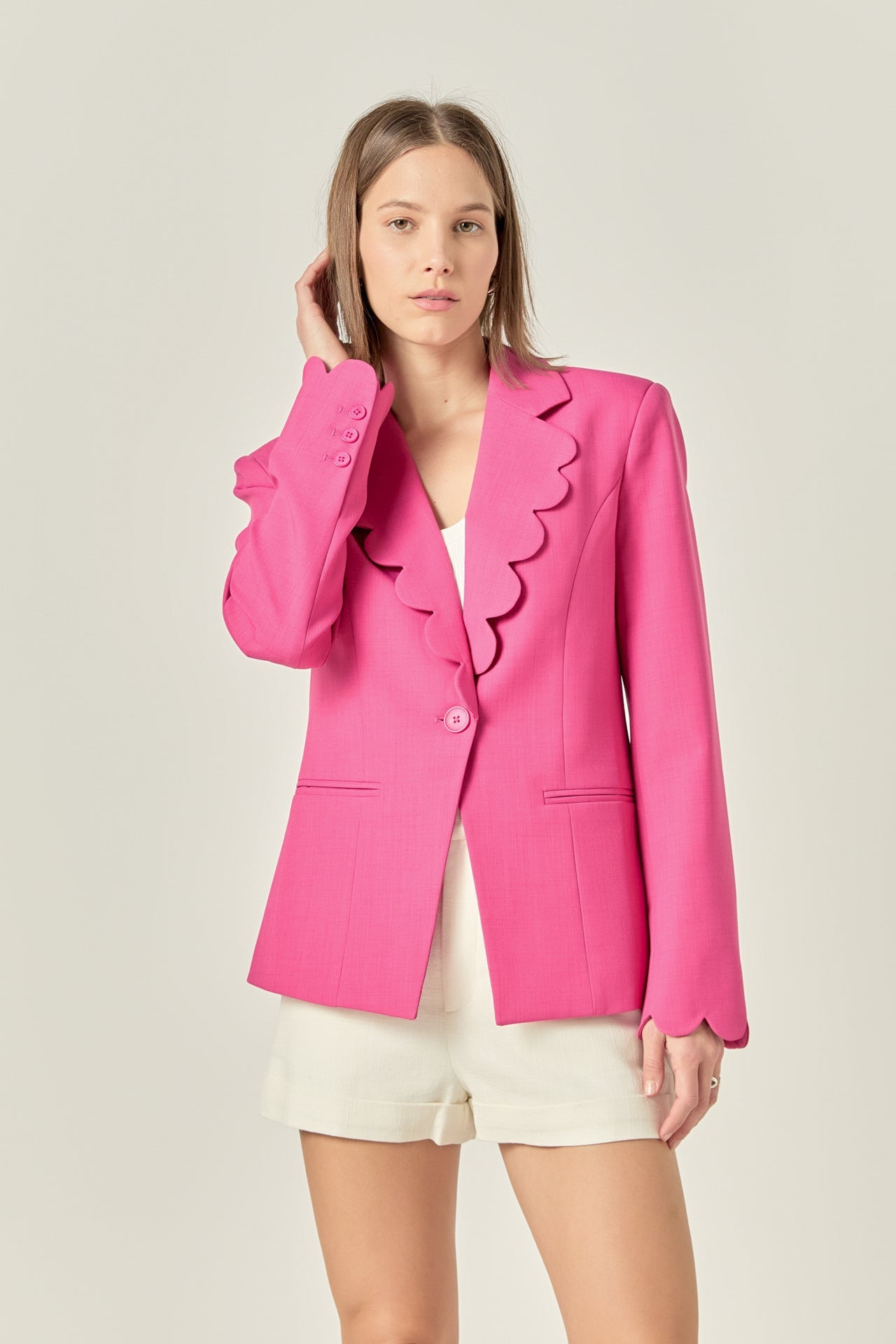 ENGLISH FACTORY - Scallop Detailed Single Button Jacket - BLAZERS available at Objectrare