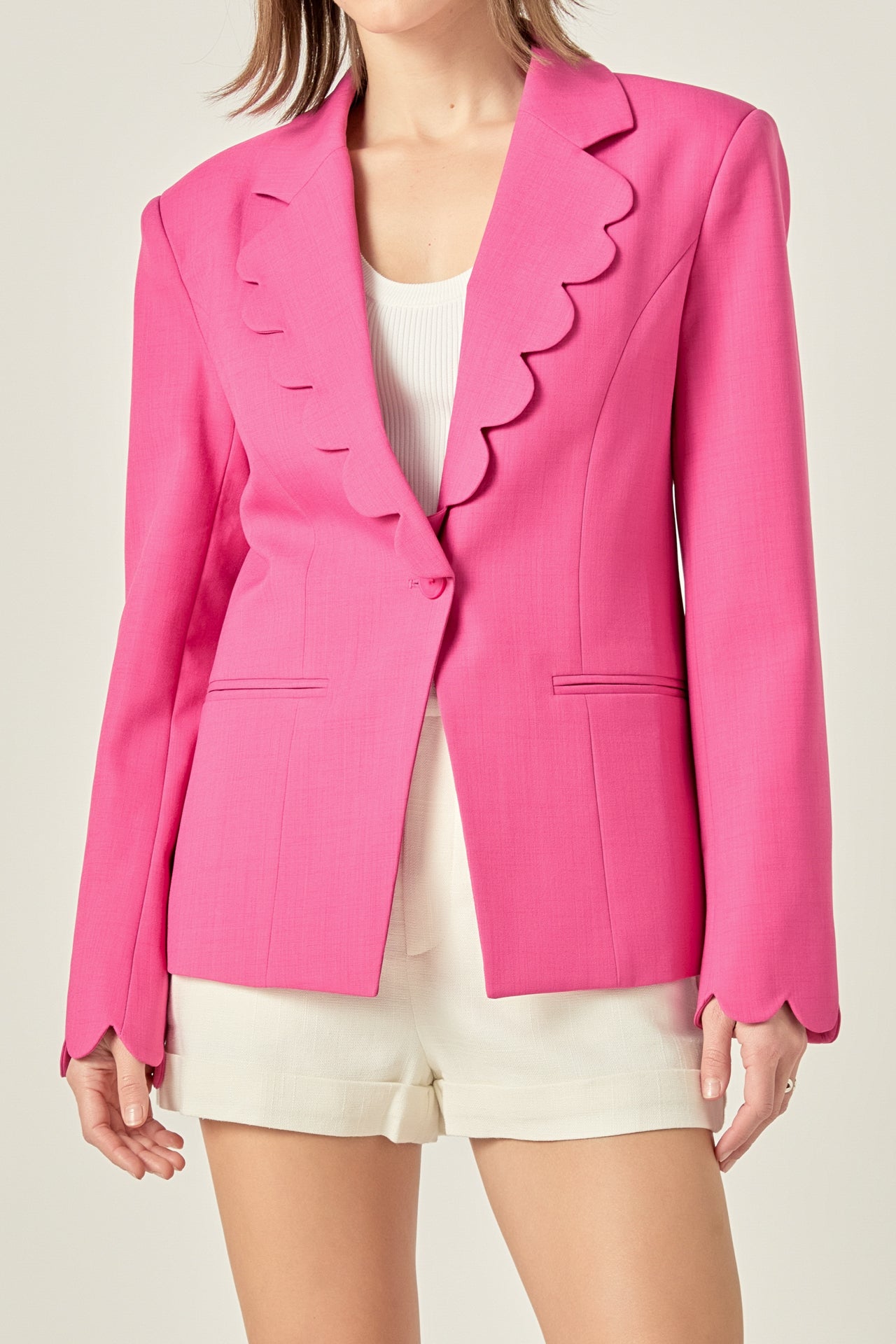 ENGLISH FACTORY - Scallop Detailed Single Button Jacket - BLAZERS available at Objectrare