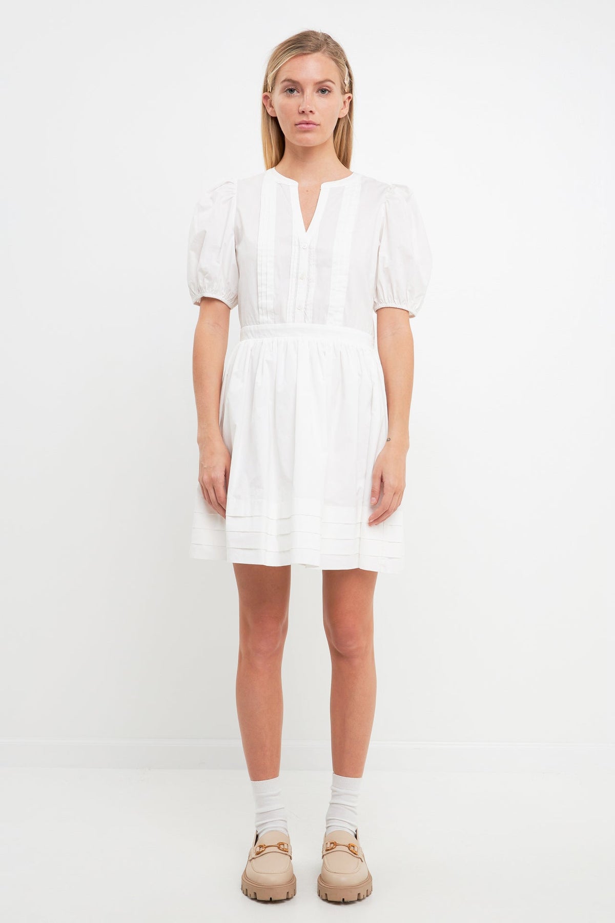 Poplin Bib Fit & Flare Dress